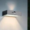Solar Wandleuchte ELVAS außen mit Bewegungsmelder für Balkon, wetterfest, B 14cm