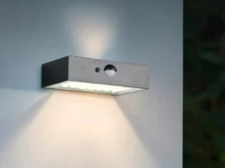 Solar Wandleuchte ELVAS außen mit Bewegungsmelder für Balkon, wetterfest, B 14cm