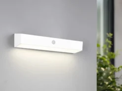 Solar Wandleuchte SILVES auch per USB aufladbar mit Bewegungsmelder, Breite 30cm