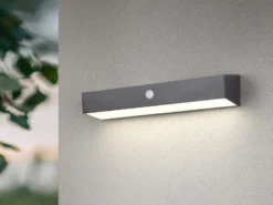 Solar Wandleuchte SILVES auch per USB aufladbar mit Bewegungsmelder, Breite 30cm
