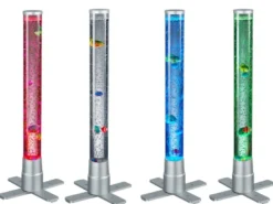 Sprudelnde Farbwechsel LED Lichtsäule MOTION Wassersäule & Deko Fischen H. 61cm