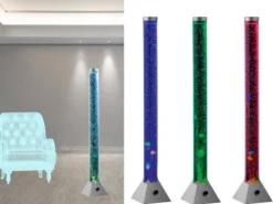 Sprudelnde Farbwechsel LED Lichtsäule MOTION Wassersäule & Deko Fischen 130cm