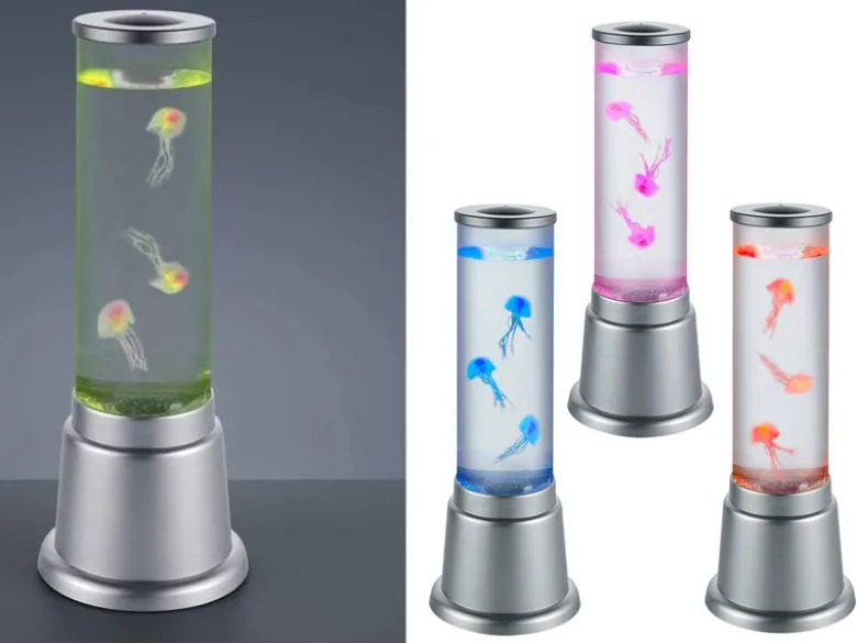 Sprudelnde Farbwechsel LED Lichtsäule JELLY Wassersäule & Deko Quallen H. 36cm