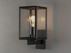 Stehende Außenwandlaterne CARPI Schwarz mit Klarglas, Höhe 33cm