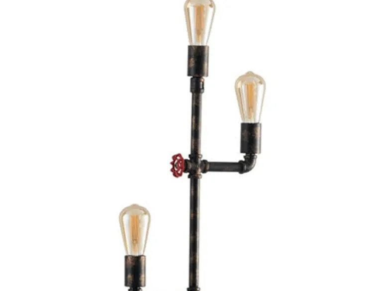 Stehlampe AMARCORD 3-flammig Wasserrohr Optik in Rost, Höhe 159cm