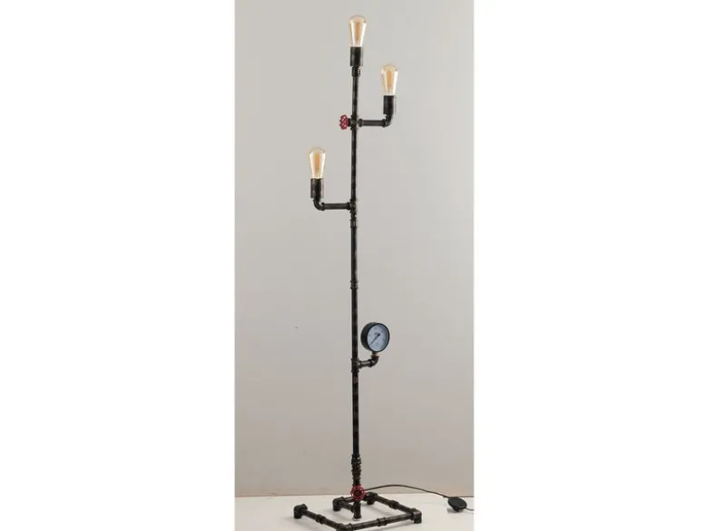 Stehlampe AMARCORD 3-flammig Wasserrohr Optik in Rost, Höhe 159cm