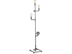 Stehlampe AMARCORD 3-flammig Wasserrohr Optik Grau antik, Höhe 159cm