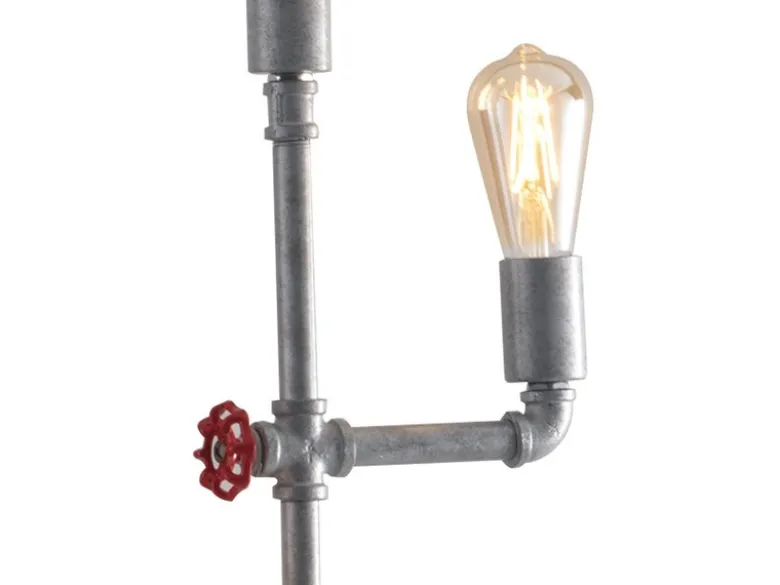 Stehlampe AMARCORD 3-flammig Wasserrohr Optik Grau antik, Höhe 159cm