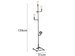 Stehlampe AMARCORD 3-flammig Wasserrohr Optik Grau antik, Höhe 159cm