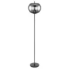 Stehlampe BLACKY mit Rauchglas Lampenschirm, Metall Schwarz, Höhe: 160cm