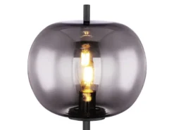 Stehlampe BLACKY mit Rauchglas Lampenschirm, Metall Schwarz, Höhe: 160cm