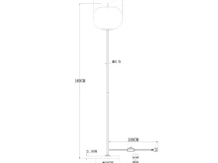 Stehlampe BLACKY mit Rauchglas Lampenschirm, Metall Schwarz, Höhe: 160cm