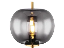 Stehlampe BLACKY mit Rauchglas Lampenschirm, Metall Messing, Höhe: 160cm