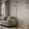 Stehlampe CADIZ mit 3 schwenkbaren Spots Glas Chromfarbig, Höhe 154cm