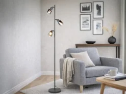 Stehlampe CADIZ mit 3 schwenkbaren Spots Glas Chromfarbig, Höhe 154cm