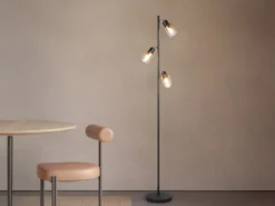 Stehlampe CADIZ mit 3 schwenkbaren Glas Spots Amberfarbig, Höhe 154cm