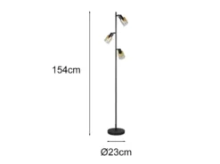 Stehlampe CADIZ mit 3 schwenkbaren Glas Spots Amberfarbig, Höhe 154cm