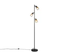 Stehlampe CADIZ mit 3 schwenkbaren Glas Spots Amberfarbig, Höhe 154cm