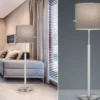 Stehlampe CAMDEN Silber mit Stoffschirm Grau Höhenverstellbar 145-187cm