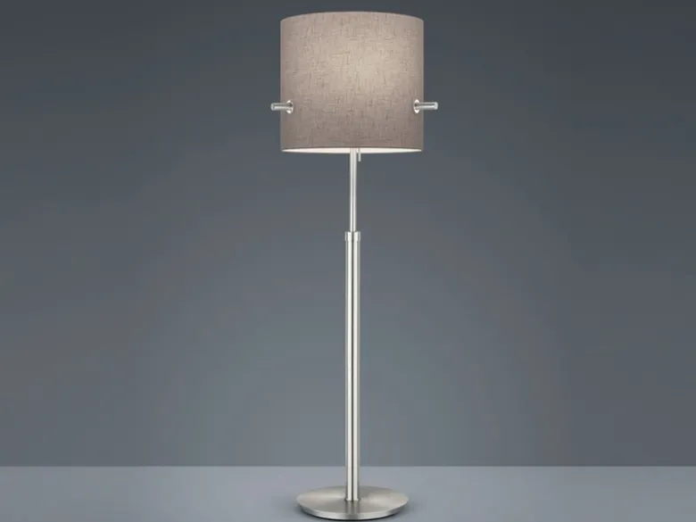 Stehlampe CAMDEN Silber mit Stoffschirm Grau Höhenverstellbar 145-187cm
