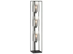 Stehlampe 3-flammig Schwarz mit Rauchglas & LED dimmbar, Höhe 130cm