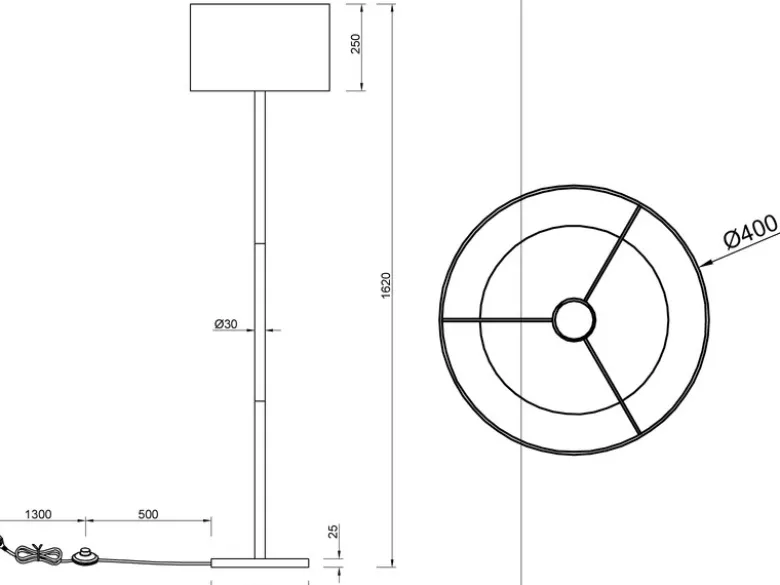 Stehlampe KORBA mit Holz Fuß & Stoff Lampenschirm Weiß, Höhe 162cm