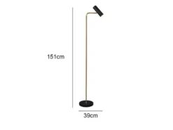 Stehlampe MARLEY in Messing / Schwarz, Spot schwenkbar, Höhe 151cm
