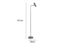 Stehlampe MARLEY in Silber matt, Spot schwenkbar, Höhe 151cm