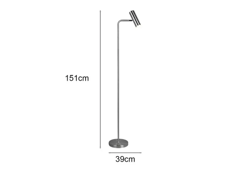 Stehlampe MARLEY in Silber matt, Spot schwenkbar, Höhe 151cm
