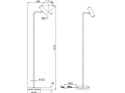 Stehlampe MARLEY Metall in Weiß matt, Spot schwenkbar, Höhe 151cm