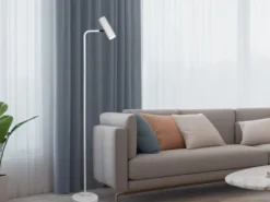 Stehlampe MARLEY Metall in Weiß matt, Spot schwenkbar, Höhe 151cm