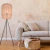 Stehlampe RUNA Dreibein mit Korbgeflecht Lampenschirm aus Sisal, Höhe 150cm