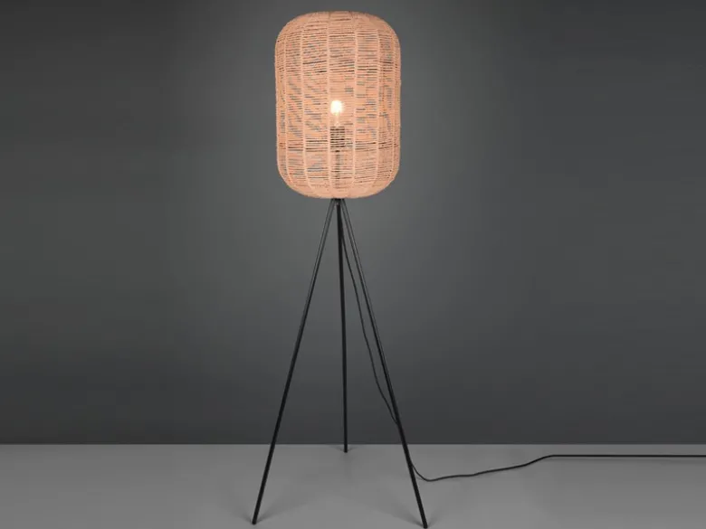Stehlampe RUNA Dreibein mit Korbgeflecht Lampenschirm aus Sisal, Höhe 150cm