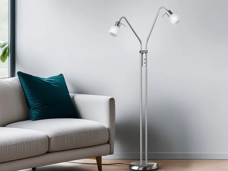 Stehleuchte ANTIBES 2 flammig Flexarme Silber Glas Alabaster, Höhe 125cm