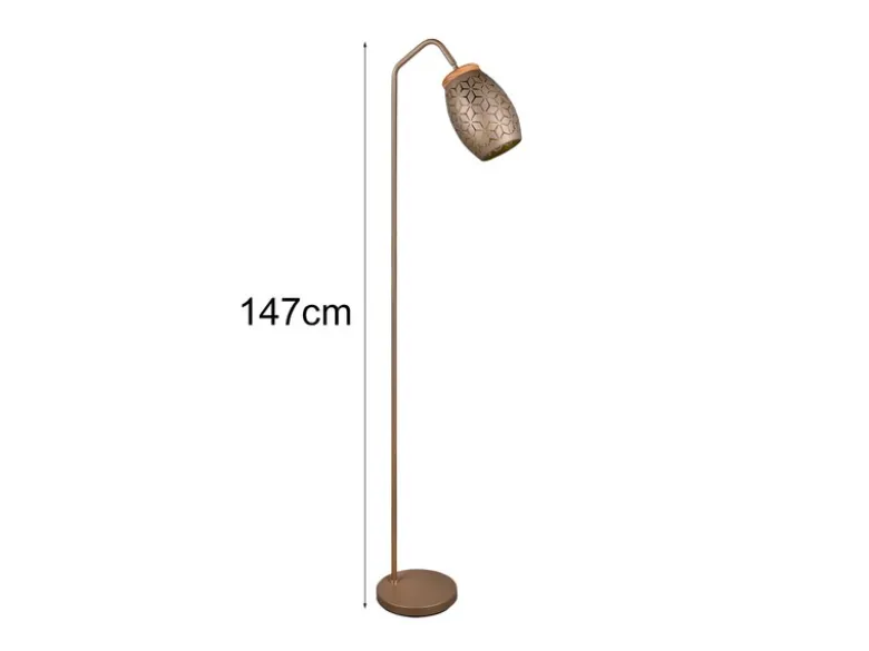 Stehleuchte BIDAR in Coffee mit ausgefallenem Stanzmuster, Höhe 147cm