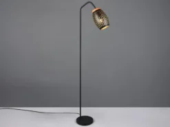 Stehleuchte BIDAR in Schwarz/Gold mit ausgefallenem Stanzmuster, Höhe 147cm
