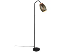Stehleuchte BIDAR in Schwarz/Gold mit ausgefallenem Stanzmuster, Höhe 147cm