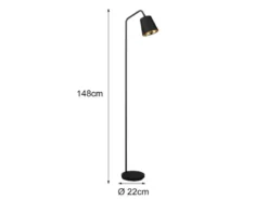 Stehleuchte BUDDY Spot schwenkbar, Metall & Stoffschirm Schwarz/Gold, Höhe 148cm