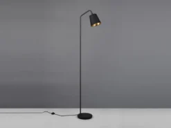Stehleuchte BUDDY Spot schwenkbar, Metall & Stoffschirm Schwarz/Gold, Höhe 148cm