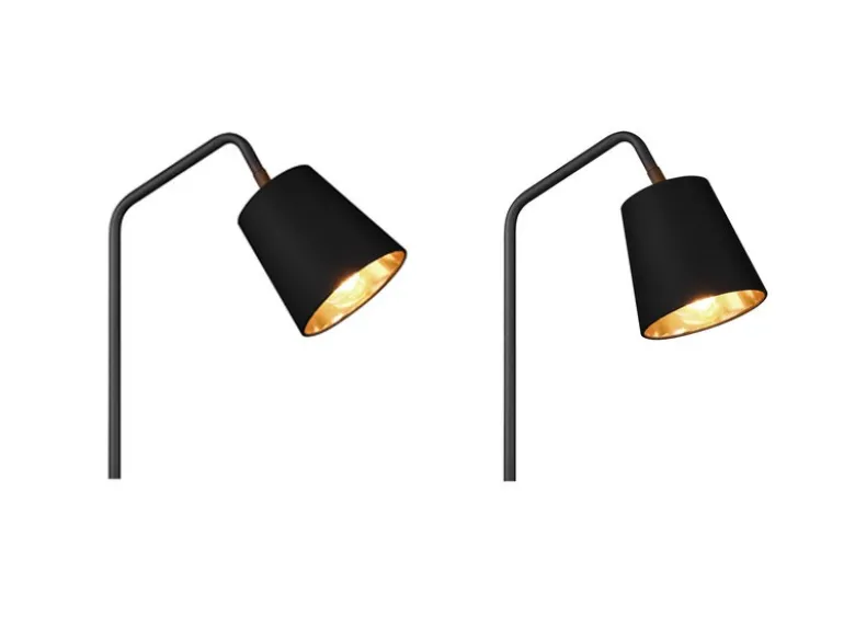 Stehleuchte BUDDY Spot schwenkbar, Metall & Stoffschirm Schwarz/Gold, Höhe 148cm