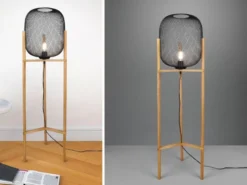 Stehleuchte CALIMERO Metall Gitterlampe Schwarz, Höhe 123cm