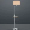 Stehleuchte CLAAS Stoffschirm, Holz Ablagetisch & USB Ladefunktion, 160cm