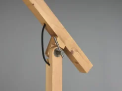 Stehleuchte HARRIS mit Holz & Metallschirm Schwarz-Gold Höhe 156cm