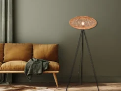 Stehleuchte HEDDA Dreibein mit Korbgeflecht aus Sisal, Höhe 150cm