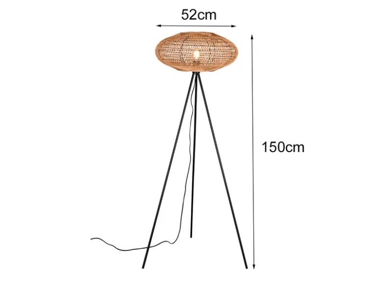 Stehleuchte HEDDA Dreibein mit Korbgeflecht aus Sisal, Höhe 150cm