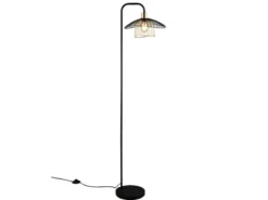 Stehleuchte LAURIS mit Gitter Lampenschirm Schwarz Gold, Höhe 155cm