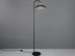 Stehleuchte LAURIS mit Gitter Lampenschirm Schwarz Gold, Höhe 155cm