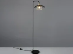 Stehleuchte LAURIS mit Gitter Lampenschirm Schwarz Gold, Höhe 155cm