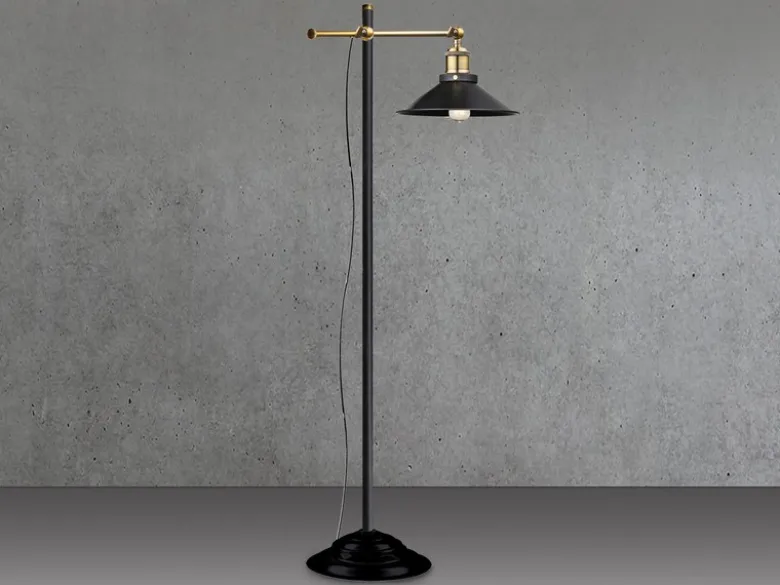 Stehleuchte LENIUS mit schwenkbarem Metallschirm Schwarz, Höhe 155cm