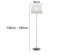 Stehleuchte LYON Silber mit Stoffschirm Weiß, Höhe 138-180cm verstellbar